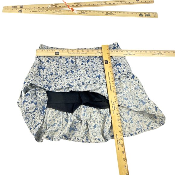 Sahalie Women's Blue White Floral A Line Pleated Skirt Size 8 Cotton Blend - Picture 5 of 6